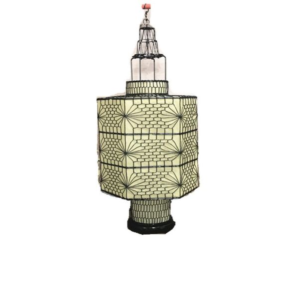 Yellow Chinese Product Lantern 26cm Length Dia. 13cm Metal Iron Ideal for Festivals