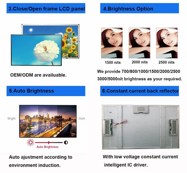 55 Inch Outdoor Readable Lcd Screen 1920*1080 Pixel 1500 / 5000nits