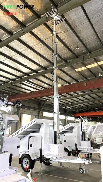 mobile solar power light tower-9m hydraulic mast-4x435 solar panels-8x200AH batteries
