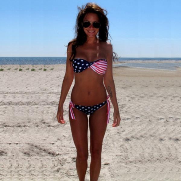 Wholesale - Fashion steel bikini american flag steel bikini swimwear Padded Swimsuit