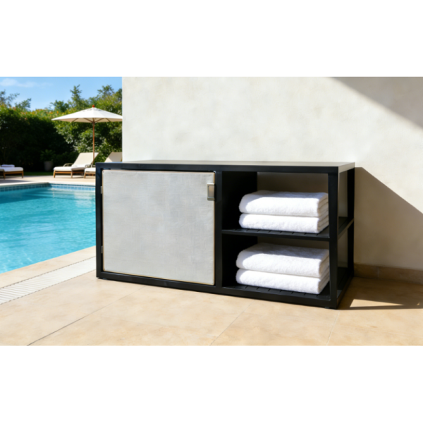 All in One Waterproof Aluminum Outdoor Storage Cabinet for Pool Patio Beach Towels and Equipments