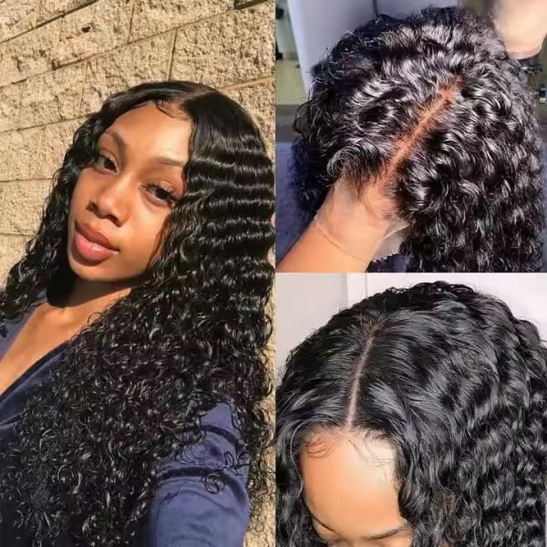 Deep Wave 360 HD Lace Front Human Hair Wig Brazilian Curly Preplucked Wig