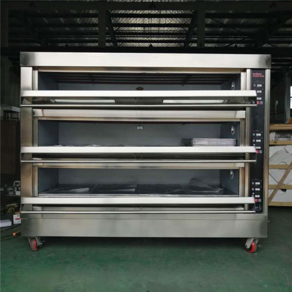 3 Deck 12 Trays Mini Electric Commercial Baking Oven Ss304 Stainless Steel