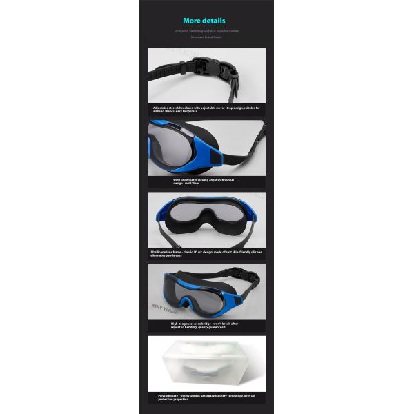 New style large-frame swimming goggles - Adult anti-fog swimming goggles - High-definition waterproof swimming glasses - Factory customized silicone protective goggles