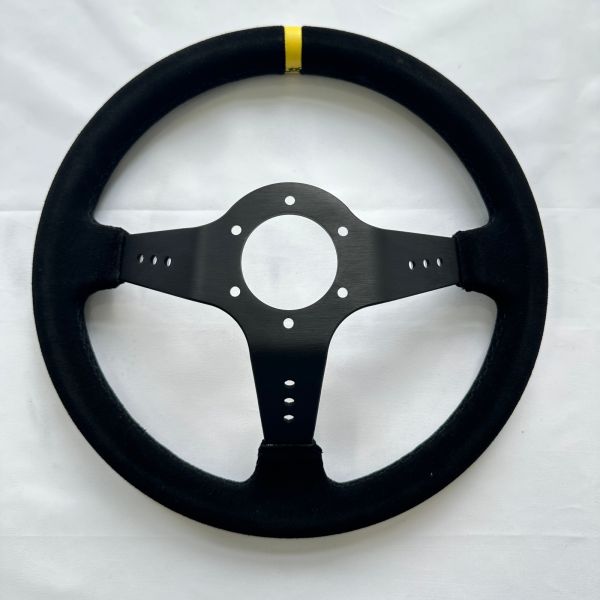 Custom Racing Rally Steering Wheel 90mm Deep Dish 350mm Black Suede 6061 Aluminum