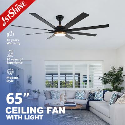 8 MDF Blades Dc Motor Led 65 Large Ceiling Fan Matte Black With Remote Control