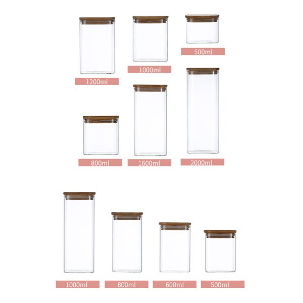 воздухонепроницаемые опарникы хранения еды боросиликатного стекла 1000ml