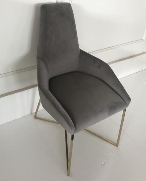 Polished brass metal base Modern design grey velvet fabric upholstery dining chair,desk chair