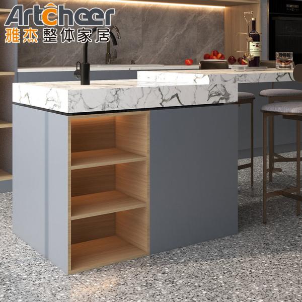 Durable I Shape Modern Kitchen Design with Pure Acrylic Countertop and Lazy Susan Storage