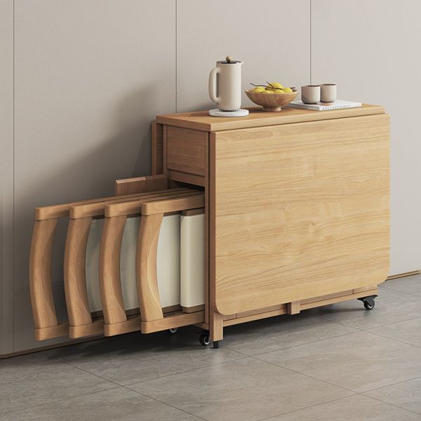 Folding Kitchen Dining Table, Wooden with Storage Extension Chairs, Eating, Study Working Platform Drawer
