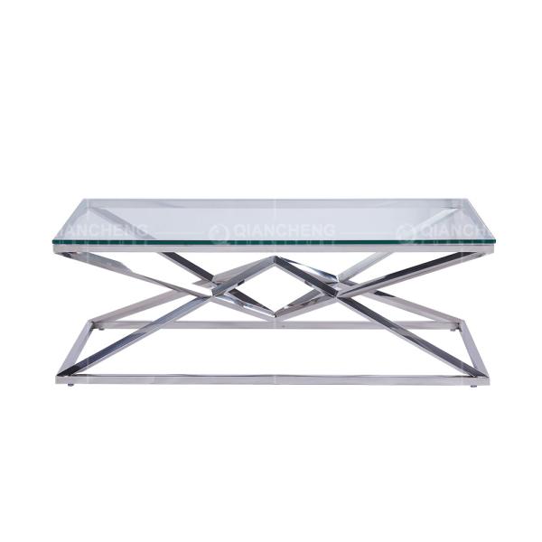 No Folded 9.5kg Stainless Steel Glass Top Coffee Table For Living Room