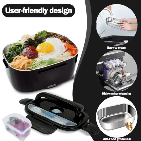 Durable Hassle-Free Portable Food Warmer 304 Stainless Steel Food 1.5L Heating Electric Lunch Box For Office