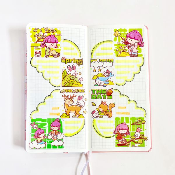 Cute Cartoon Activity Life Handbook Sticker Kids Reusable Peel Off DIY Laptop Luggage Phone Toys Decals Wholesale