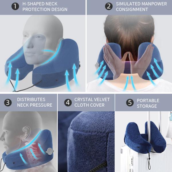 U Shaped Neck Support Travel Memory Foam Inflatable Comfortable Airplane Neck Pillow