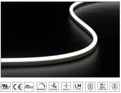 LED à tension constante à bande néon à courbure latérale résistant au sel IP65 étanche à l'eau Flex Led