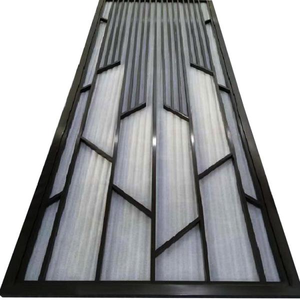 Black Decorative Metal Room Divider Screens Laser Cut Partition Wall