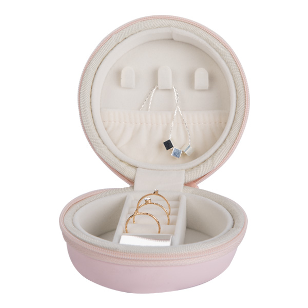 Recyclable Round Portable Travel Jewelry Box For Christmas Gift Mini Size