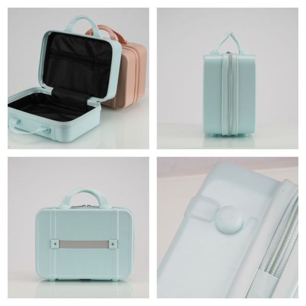 Retro-style portable makeup case, 14-inch small and lightweight new storage bag that can be hung on luggage.