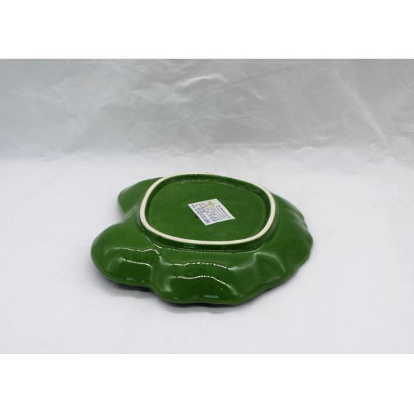 Beautiful Ceramic Houseware Green Dolomite Ceramic Leaf Plate With Snack Dip Bowl Set