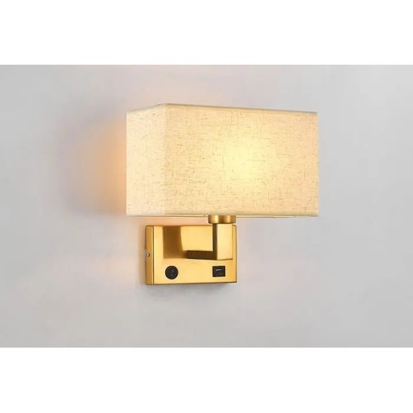 USB Wall Lights with Switch Rectangle White Yellow Fabric mirror front light(WH-MR-95)
