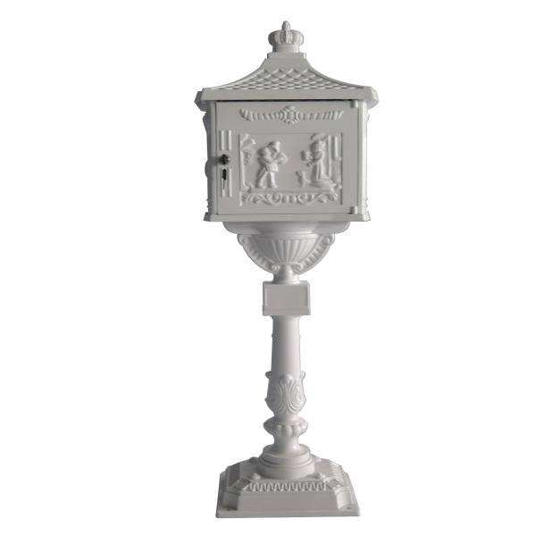 Aluminum Standing Decorative Mailbox Post White Vintage Mailbox