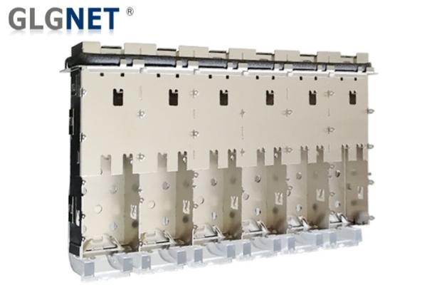 Low Emission 6 Ports SFP Cage Connector Elastomeric Gasket Press Fit Mounting
