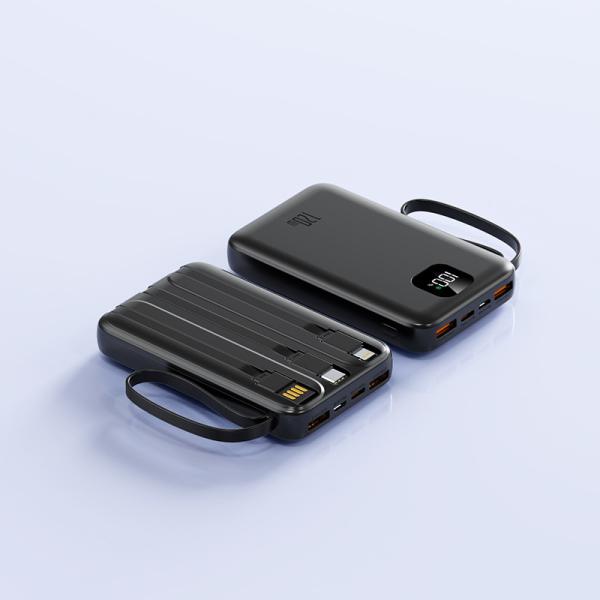 Portable 10000mah Power Banks Apple Interface Handy Lanyard for Easy Carrying Fast Charging 4 In1 Built In Cables