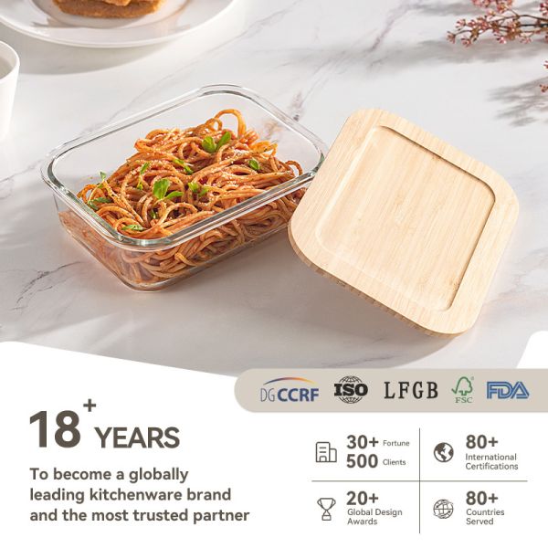 IKOO FDA/LFGB Approved Microwave Safe Borosilicate Glass Food Container