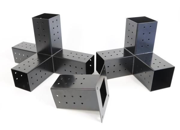 4x 4 Pergola Brackets Steel 3-Way Flat Angle Corner Bracket Heavy Duty Black Powder Coated Pergola Kit for Gazebo