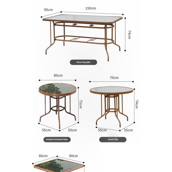 Glass Top PE Rattan Garden Dining Table And Chairs 5pcs Sets