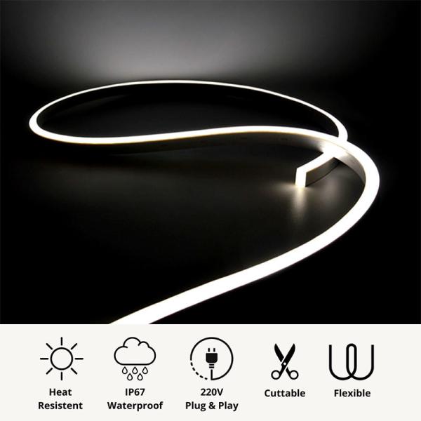 4100K Cool White LED Neon Flex 24V DC Wireless 8x16mm 120LEDs/m IP65 Waterproof Ideal