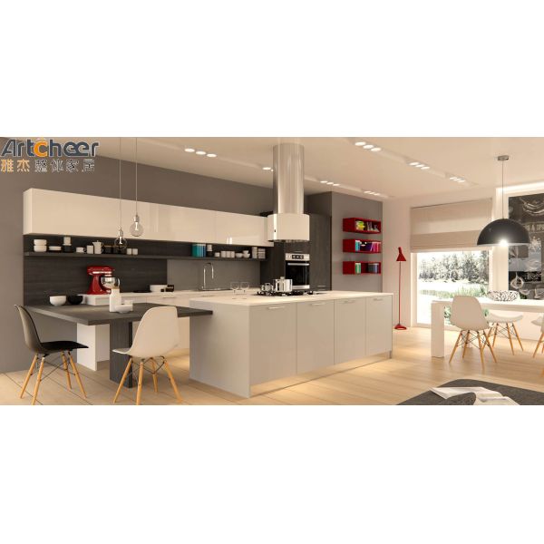 Scandinavian Design Modular Kitchen Cabinet with Customized Color and Durable L Shape Kitchen Furniture