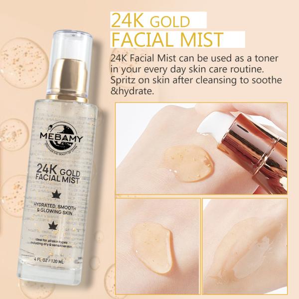 Hyaluronic кисловочные брызги тумана Vegan золота 24K лицевые для всех типов кожи