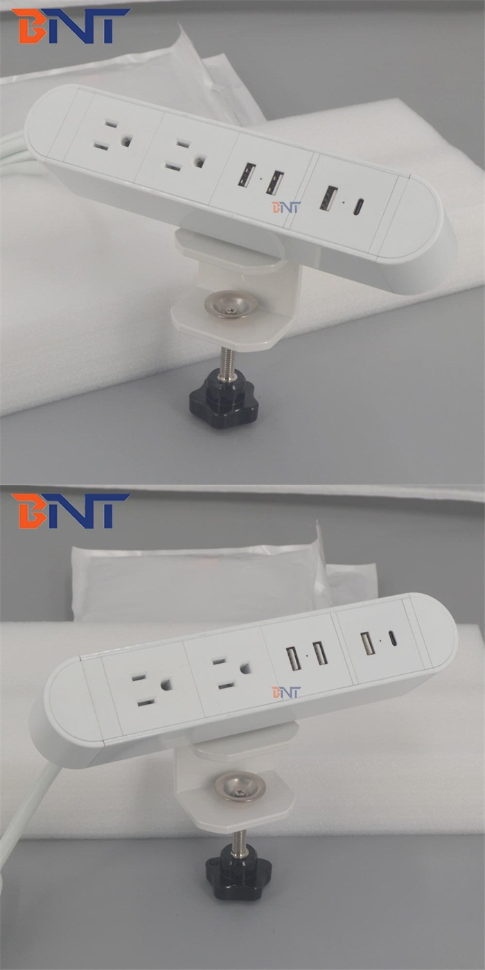 Экономика BNT 6,56 Ft связывает 3 выхода силы AC 1 USB-C USB-A 2 белого на поставщике держателя струбцины выхода силы края стола настольном