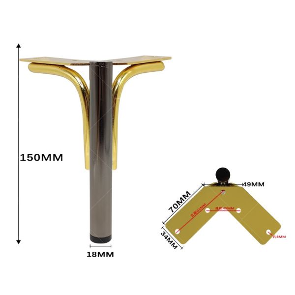 Multi-colored Metal Triangle Table Leg Furniture Modern Luxury Joaquin Chrome Base Cabinet Sofa Leg