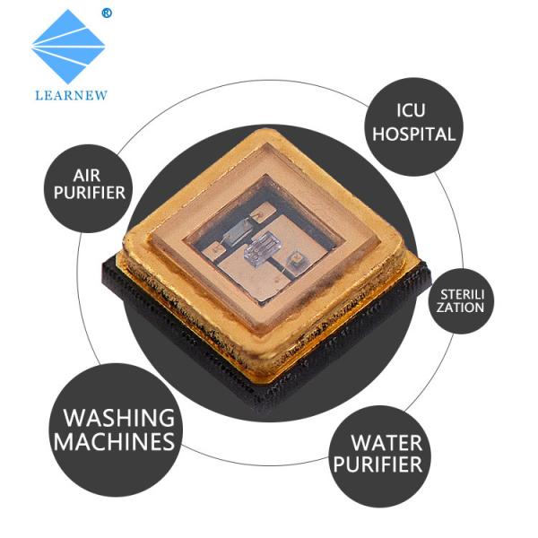 Water Purifier Germicial Power 7-15mW UVC LED Chips With Voltage 5-7V Size 35*35MM