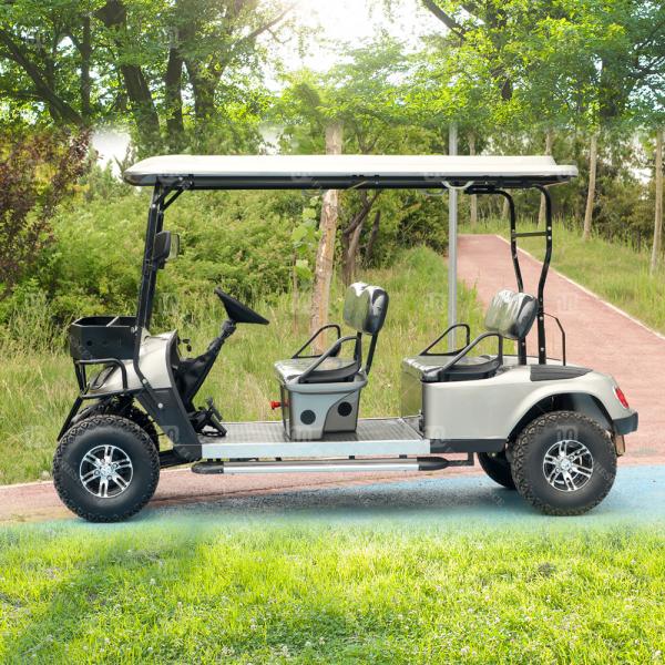 Carrinho de golfe elétrico Legal Street de 4 lugares com bateria de lítio e banco traseiro dobrável e grande espaço de armazenamento