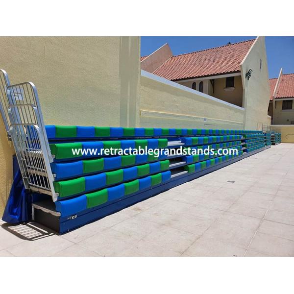 Swimming Baths Telescopic Tribunes Seating With HDPE Plastic Bench Seat
