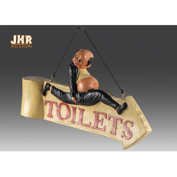 Funny Toilet Signs Polyresin Statue Figurine Resin Wall Mounted Sign Bar Sign Decor