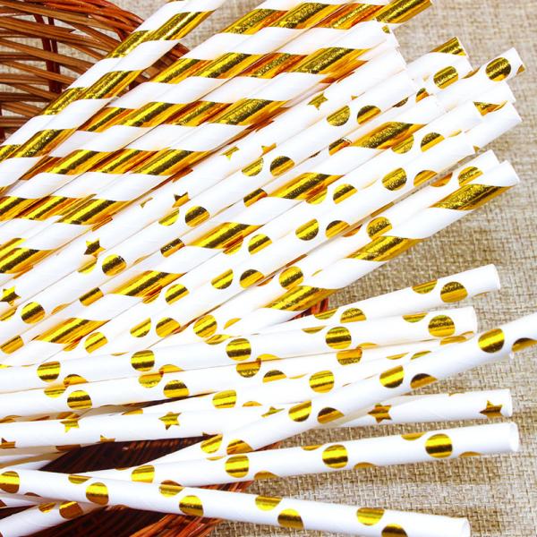 Degradable pulp paper straws 6mm diameter hot foil straws for bar birthday party DIY home decorate