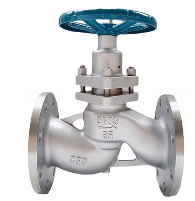 CF8 Stainless Steel Flanged Plunger Globe Valve Straight Type Chemical Corrosion Resistant Stop Valve