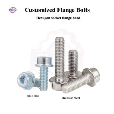 Hex Socket Head Flange Bolts Carbon Steel Stainless Steel M3 M4 M5 M6 M8 M10 with 1