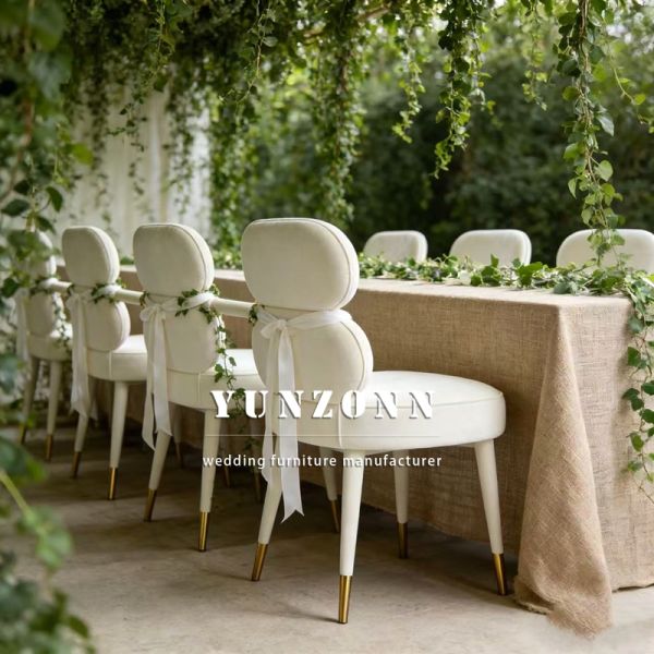 Luxury Modern New Design Hotel Wedding Events Rental White Metal Frame Outdoor Banquet Dining Chairs Furniture
