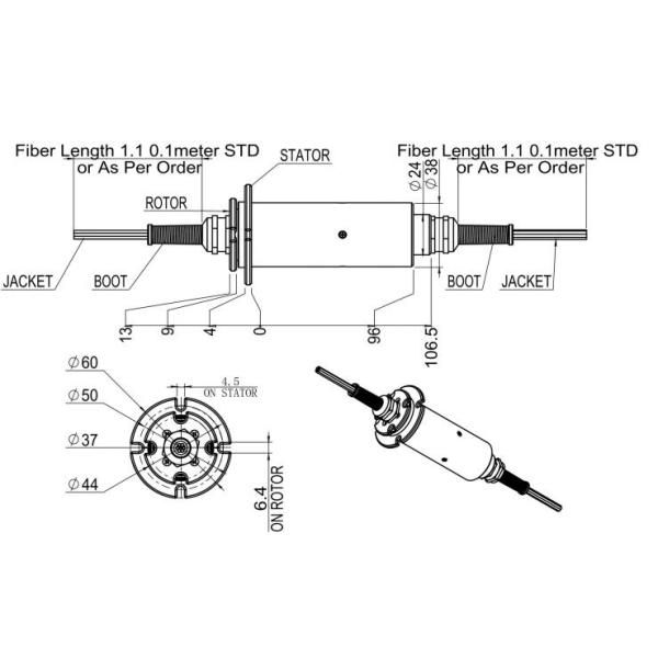 Aluminium Alloy 31 Channels Fiber Slip Ring 300 Rpm For Medical OCT