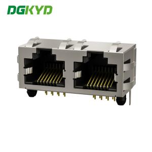 Tab UP Ganged Double Port Magnetic Modular Jack Cat5e Rj45 Keystone Connector