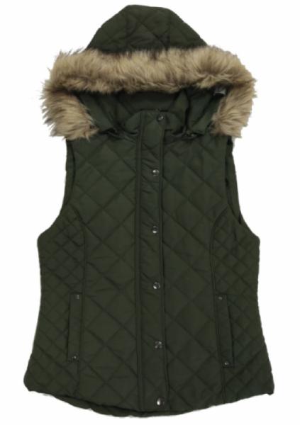 Outside Light Quilted Jacket Womens / Black Padded Vest With Detachable Hood