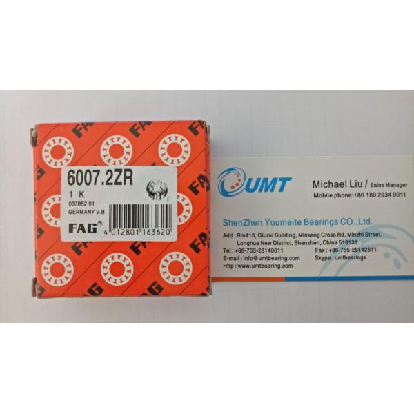 Deep Groove FAG Ball Bearing 6007-2ZR 14mm Width Chrome Steel Low Noise