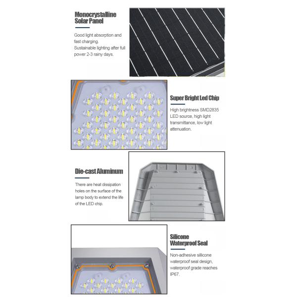 Lifespan hours 50000 Solar Street Lights Remote Control Waterproof Solar Led Light