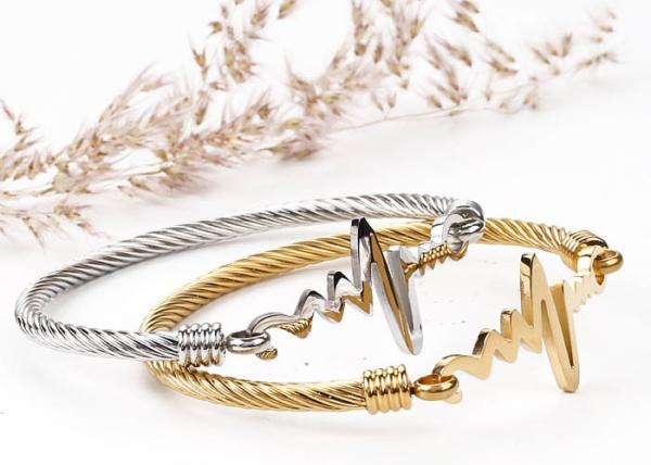 Stainless Steel ECG bracelet female 18k gold titanium steel inspirational heart rate bracelet Cable hand accessoriies