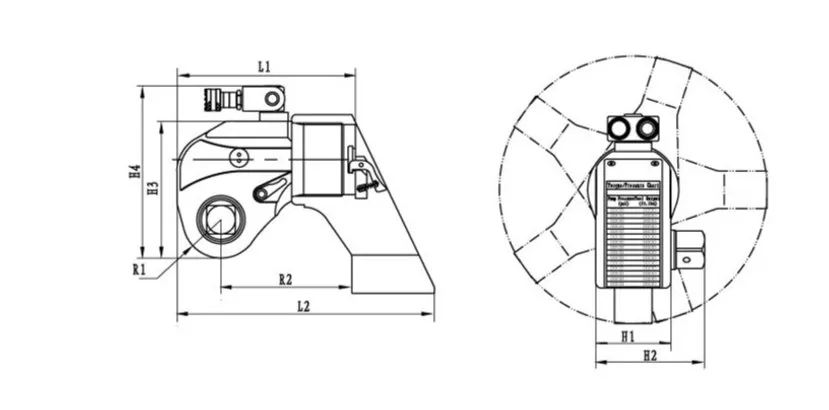 451N.M-4512N.M Square Drive Hydraulic Torque Wrench With Rotatable Oil Pipe